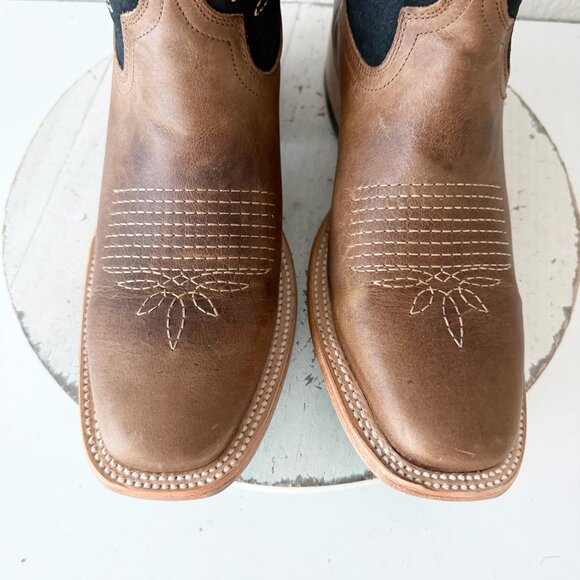 Lane BRIDLEWOOD Womens Square Toe Cowboy Boots 9.5 Brown Navy Western Cowgirl - Picture 7 of 13